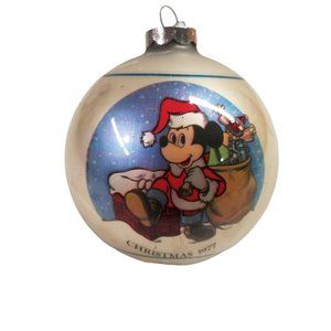 Walt Disney Christmas Ornament Ball Mickey Mouse Santa Claus Vintage 70s 1977